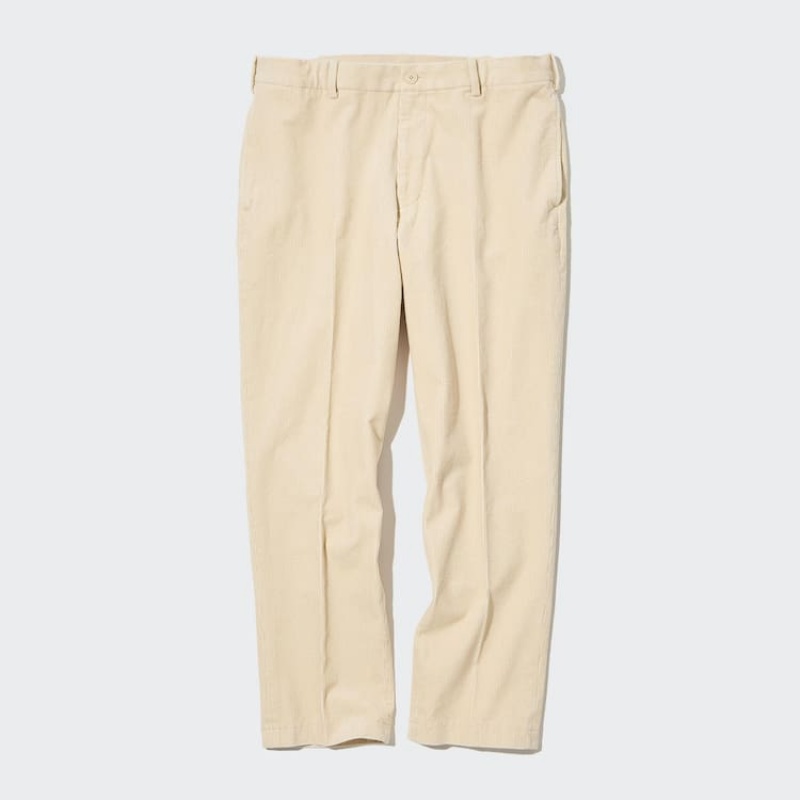 Men Uniqlo Smart Corduroy Ankle Length Pants Beige | 690221