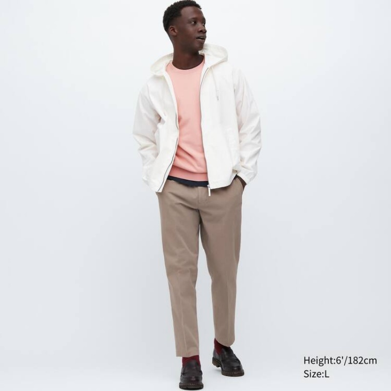 Men Uniqlo Smart Cotton Ankle Length Pants Grey | 4485980