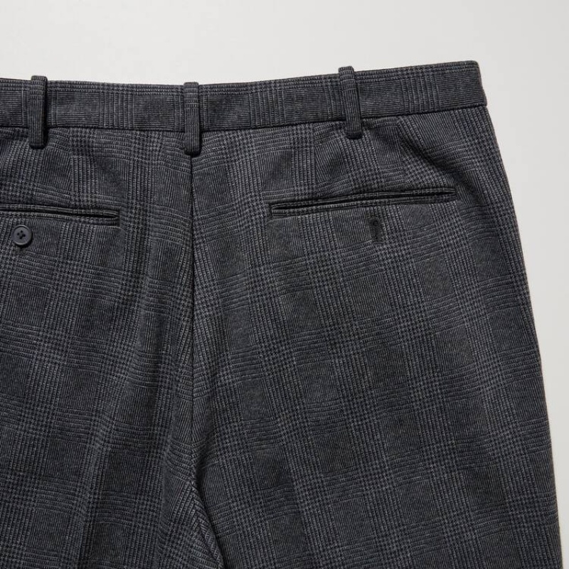Men Uniqlo Smart Glen Checked Ankle Length Pants Grey | 5157018