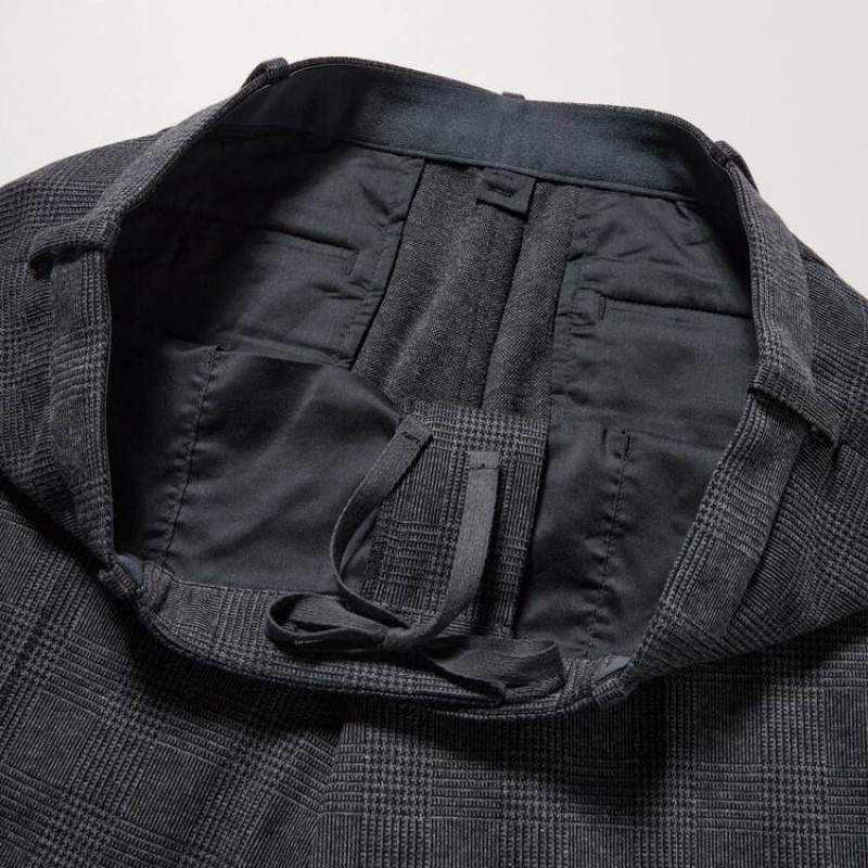 Men Uniqlo Smart Glen Checked Ankle Length Pants Grey | 5157018