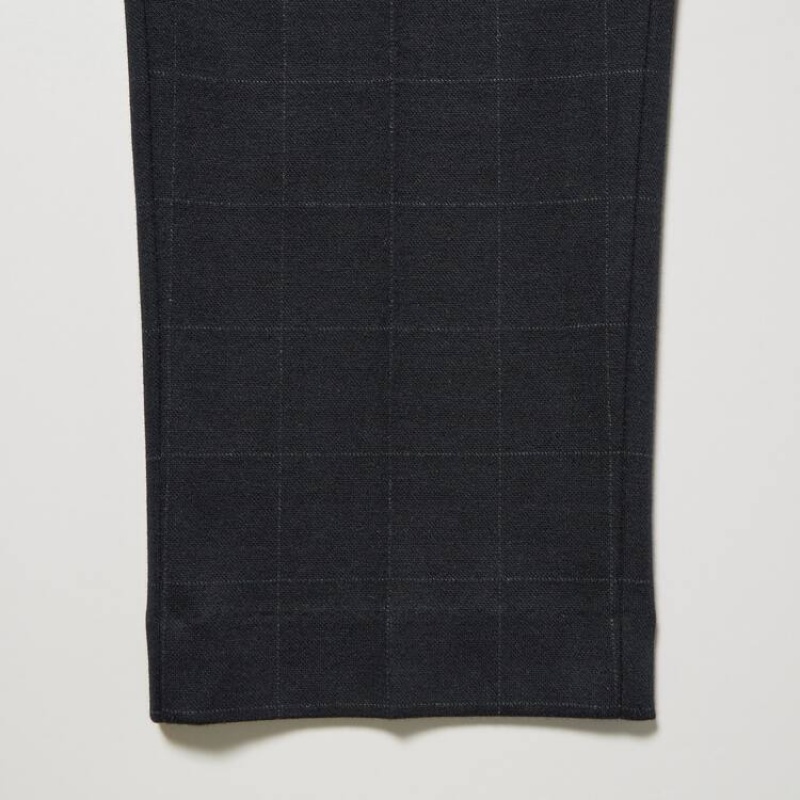 Men Uniqlo Smart Windowpane Checked Ankle Length Pants Navy | 4144331