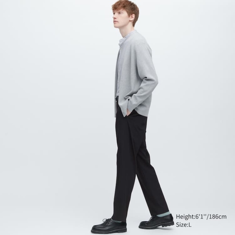 Men Uniqlo Smart Wool-like Ankle Length Pants Grey | 6416901