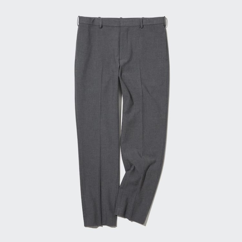 Men Uniqlo Smart Wool-like Ankle Length Pants Grey | 6416901