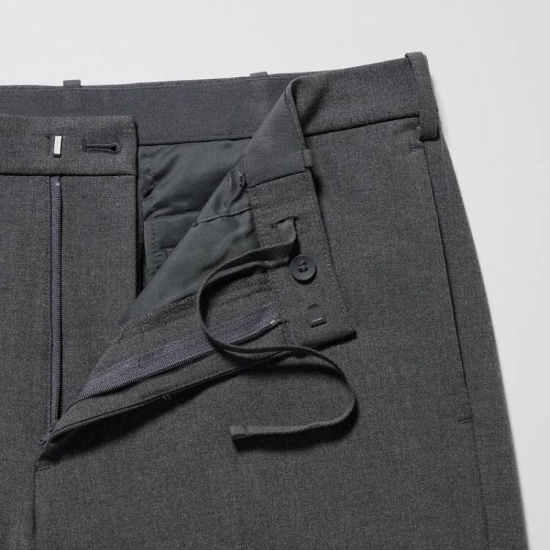 Men Uniqlo Smart Wool-like Ankle Length Pants Grey | 6416901