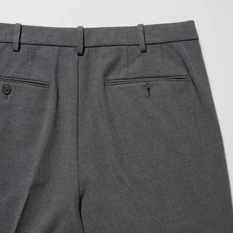 Men Uniqlo Smart Wool-like Ankle Length Pants Grey | 6416901