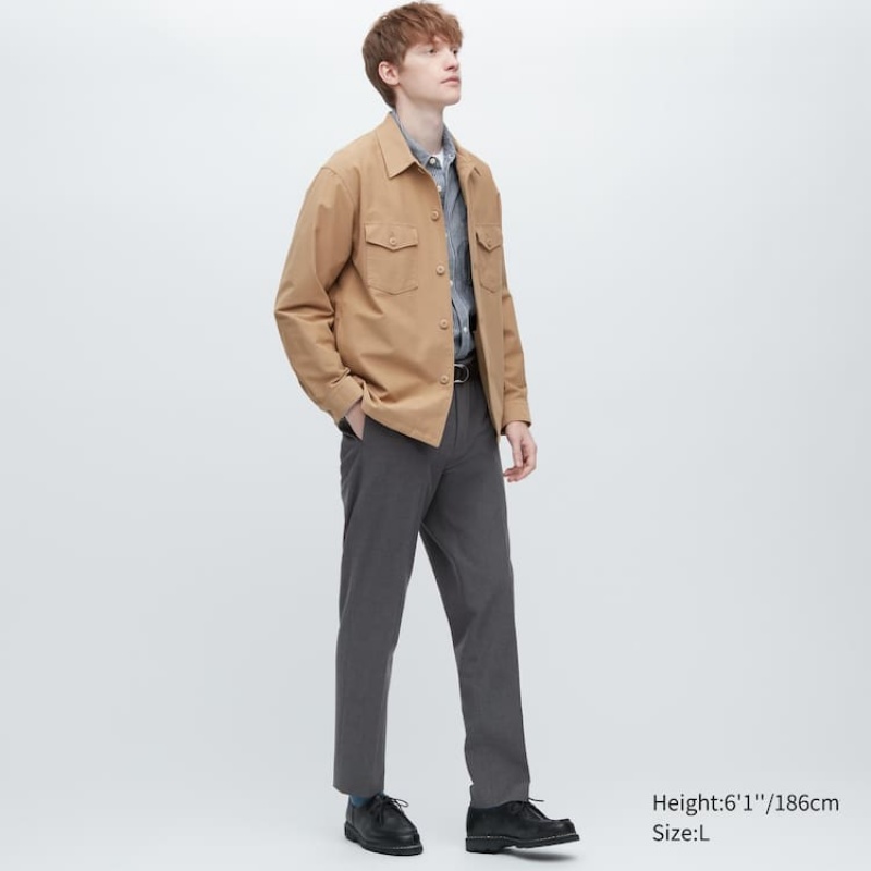 Men Uniqlo Smart Wool-like Ankle Length Pants Grey | 6416901