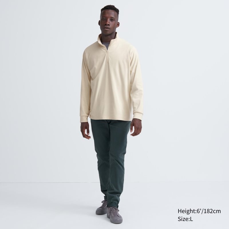 Men Uniqlo Smooth Fleece Half-zip T Shirts Yellow | 1243369