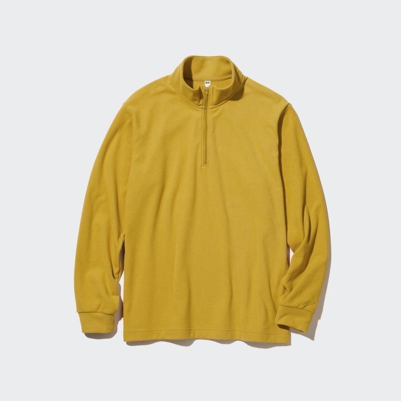 Men Uniqlo Smooth Fleece Half-zip T Shirts Yellow | 1243369