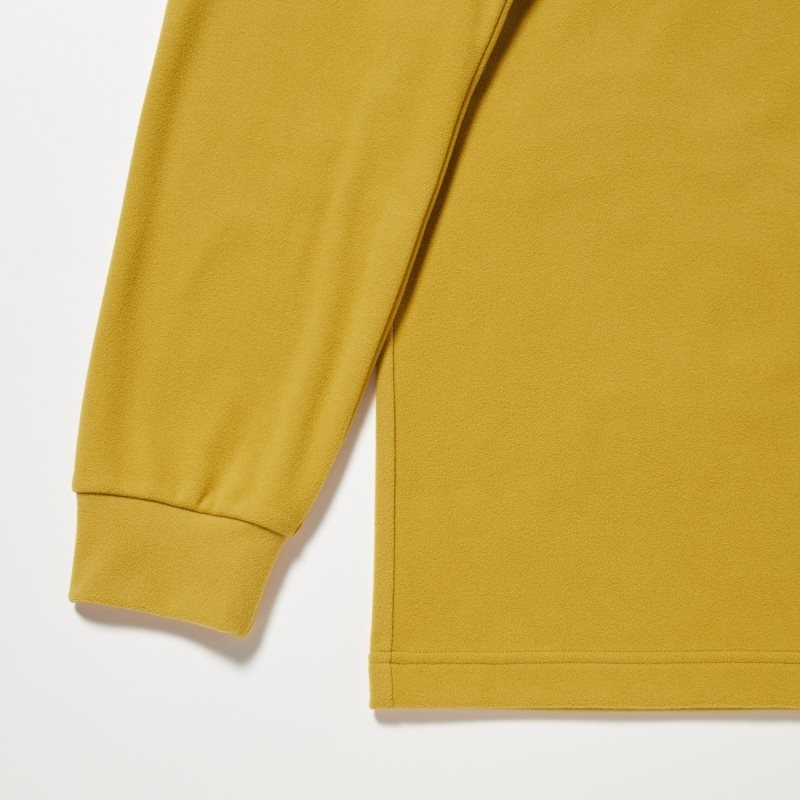 Men Uniqlo Smooth Fleece Half-zip T Shirts Yellow | 1243369