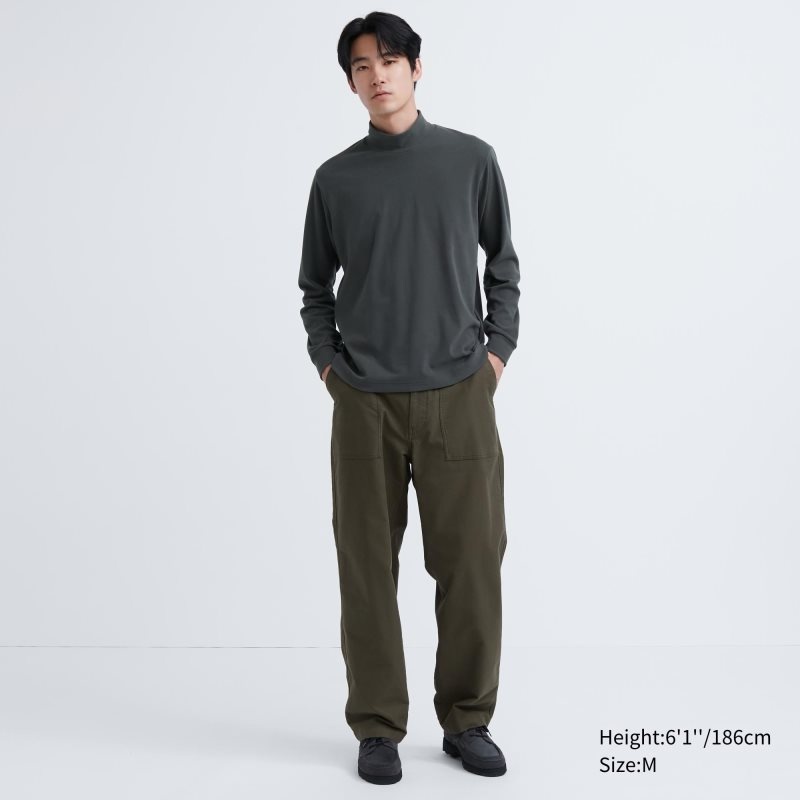 Men Uniqlo Smooth Fleece Mock Neck T Shirts Black | 9065540