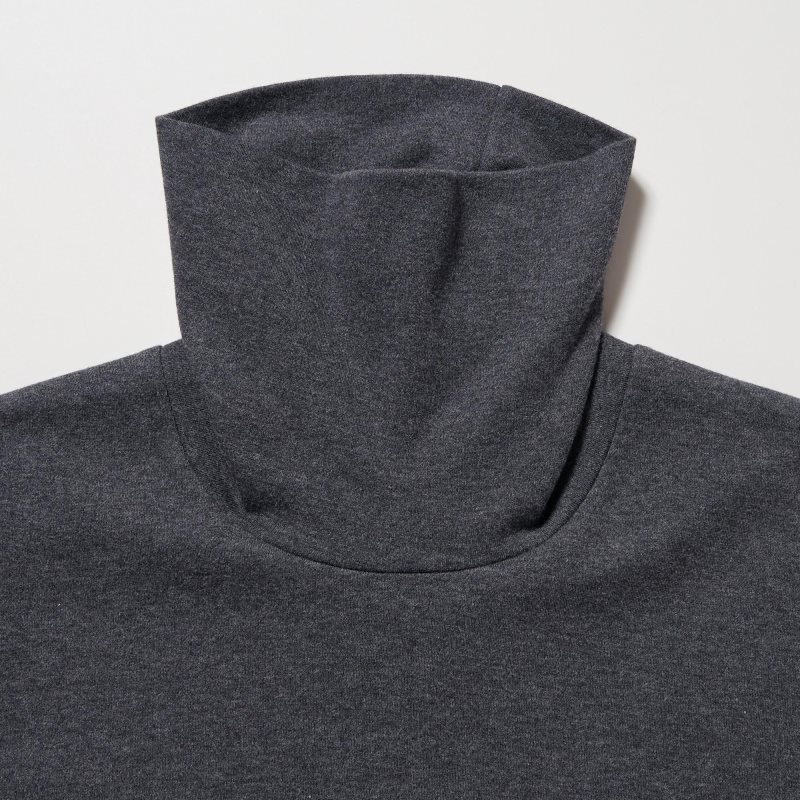 Men Uniqlo Soft Brushed Turtleneck Long-sleeve T Shirts Grey | 1767503