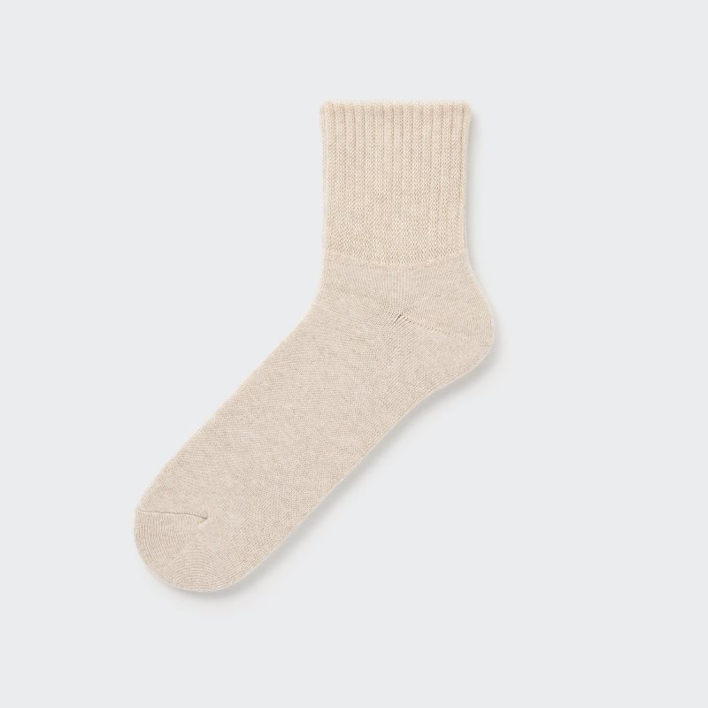 Men Uniqlo Soft Pile Half Socks Beige | 2349941