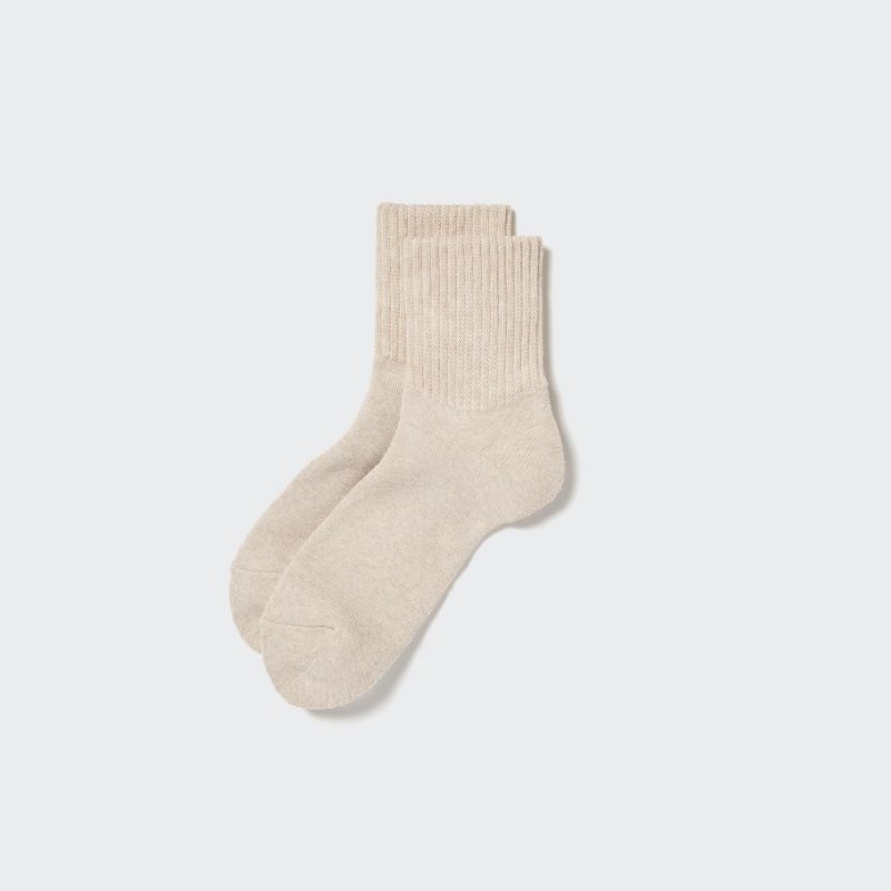 Men Uniqlo Soft Pile Half Socks Beige | 2349941