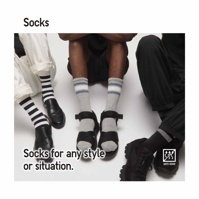 Men Uniqlo Soft Pile Half Socks Black | 2051011