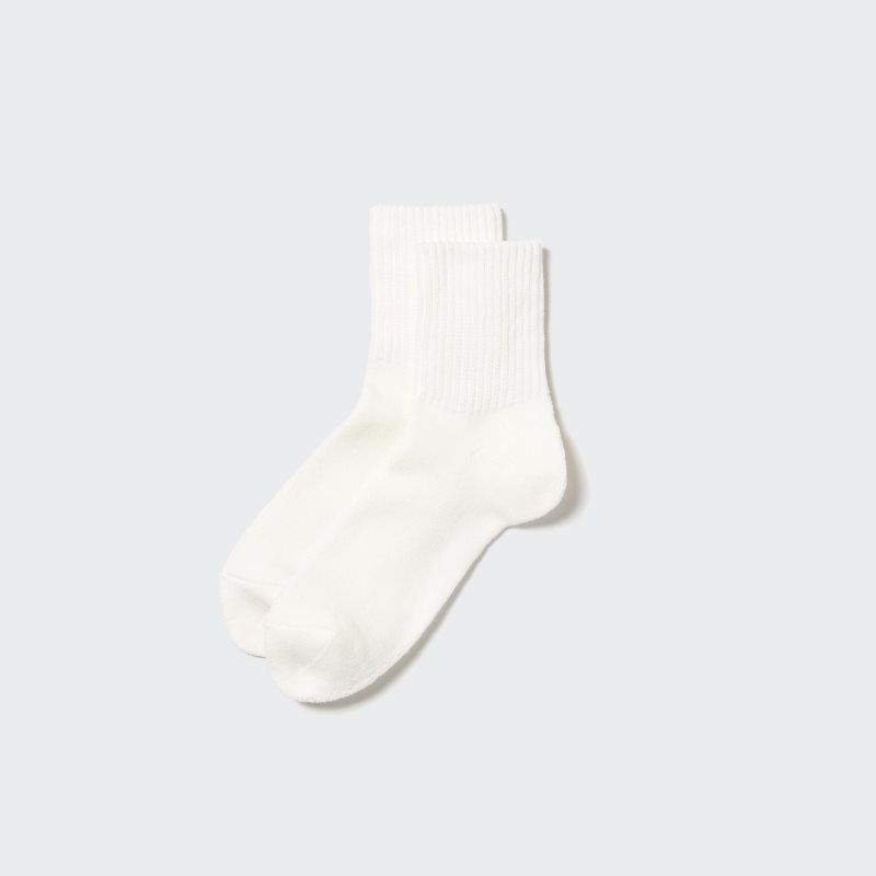 Men Uniqlo Soft Pile Half Socks White | 7664501
