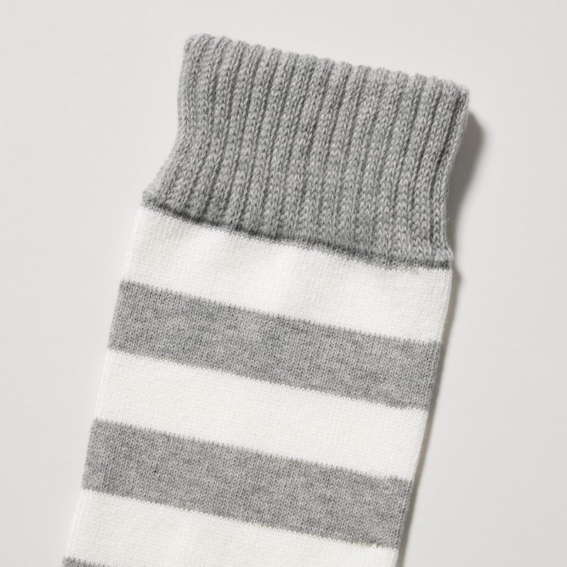Men Uniqlo Soft Pile Striped Socks Grey | 8826666