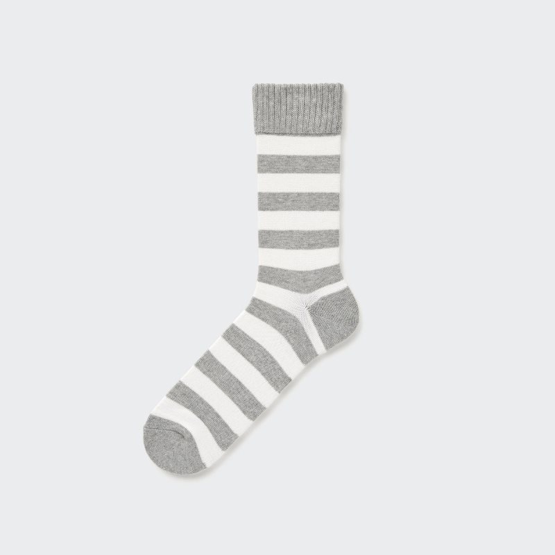 Men Uniqlo Soft Pile Striped Socks Grey | 8826666