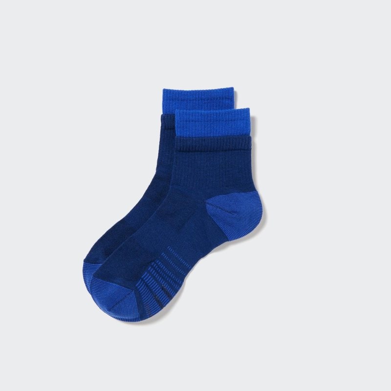 Men Uniqlo Sports Layered Half Socks Blue | 5515059