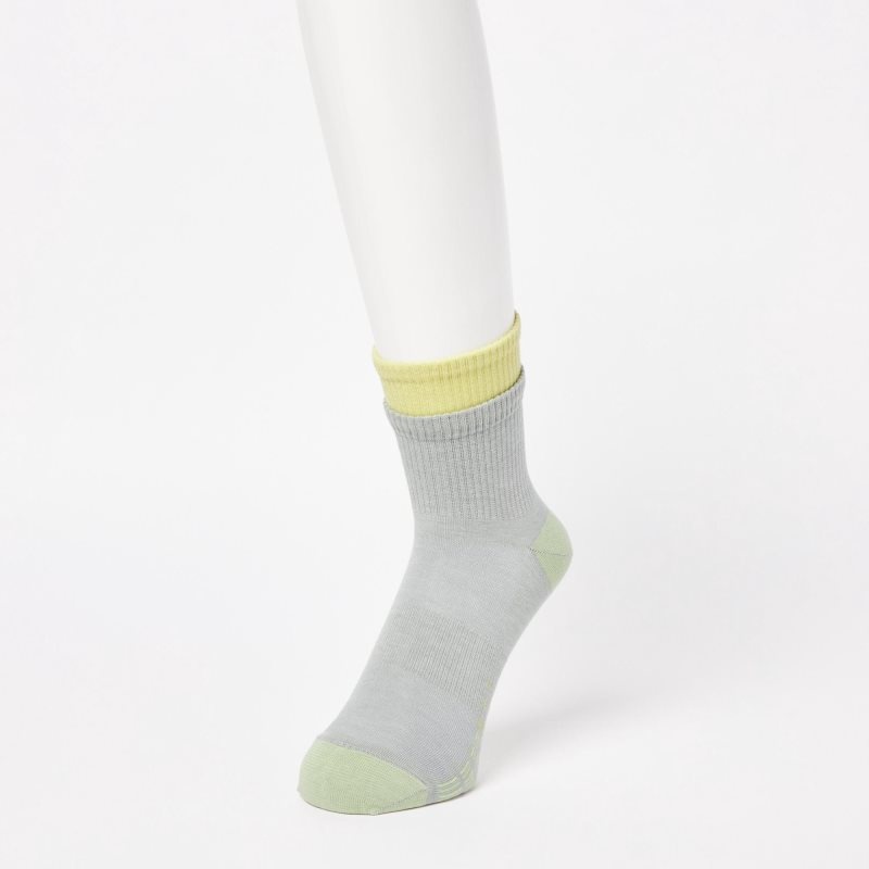 Men Uniqlo Sports Layered Half Socks Grey | 8521215