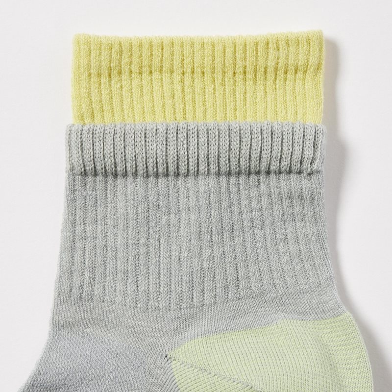 Men Uniqlo Sports Layered Half Socks Grey | 8521215