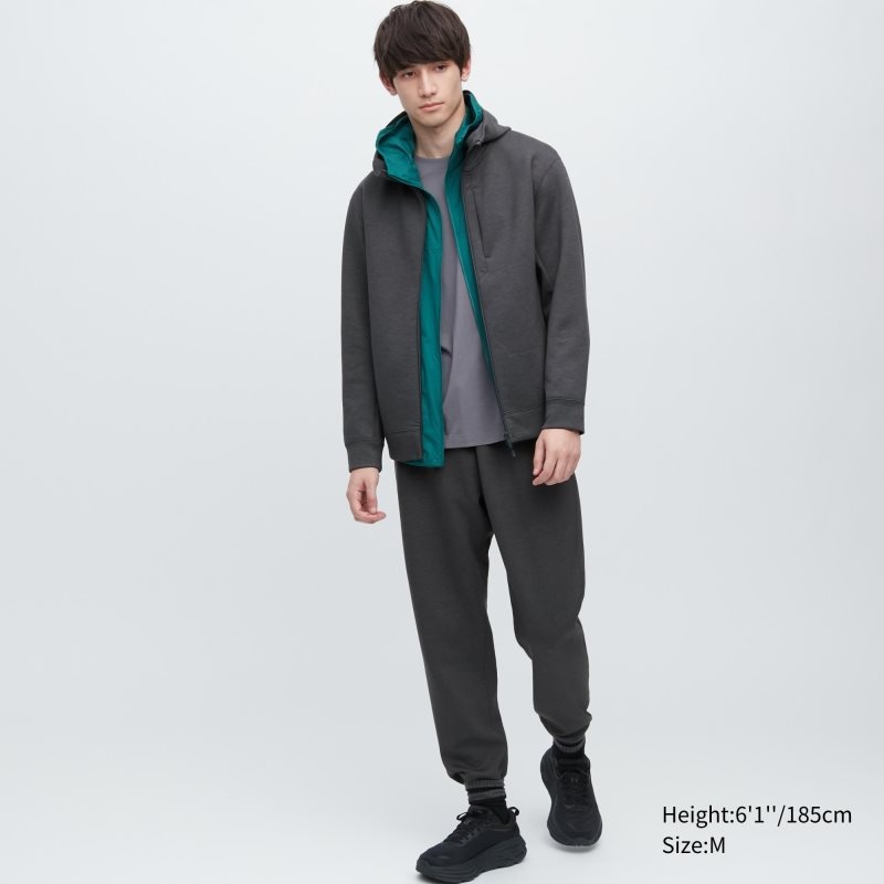 Men Uniqlo Stretch Dry Sweat Long-sleeve Full-zip Hoodie Black | 2298448