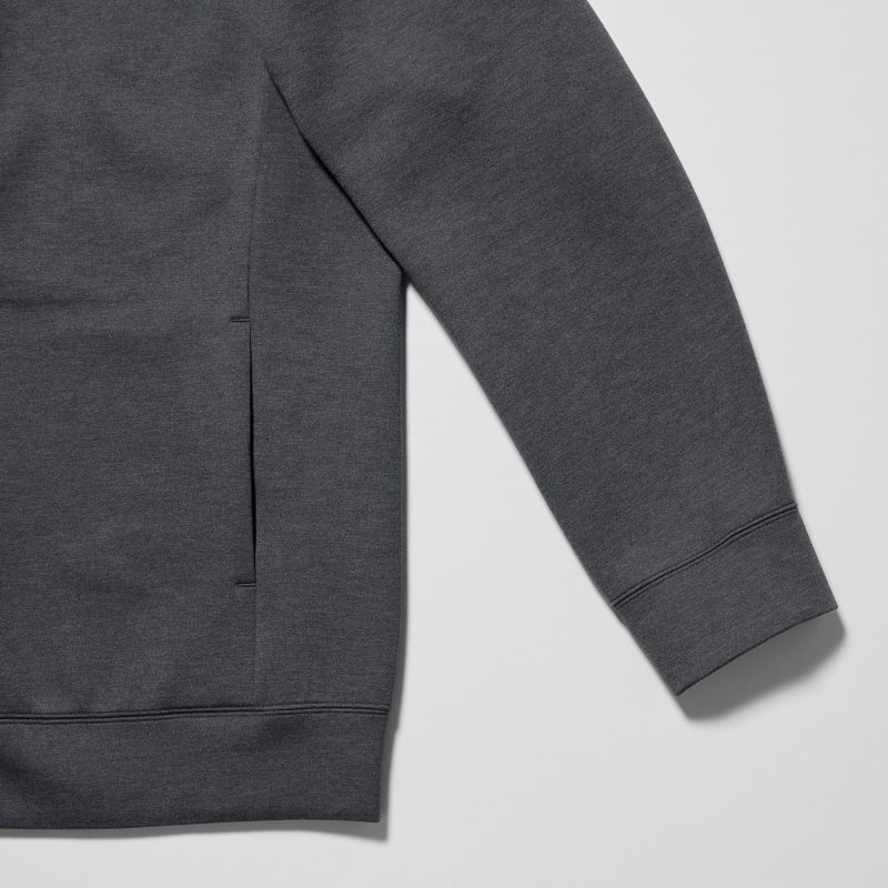 Men Uniqlo Stretch Dry Sweat Long-sleeve Full-zip Hoodie Black | 2298448