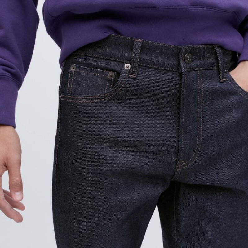 Men Uniqlo Stretch Selvedge Slim Fit Jeans Navy | 6085280
