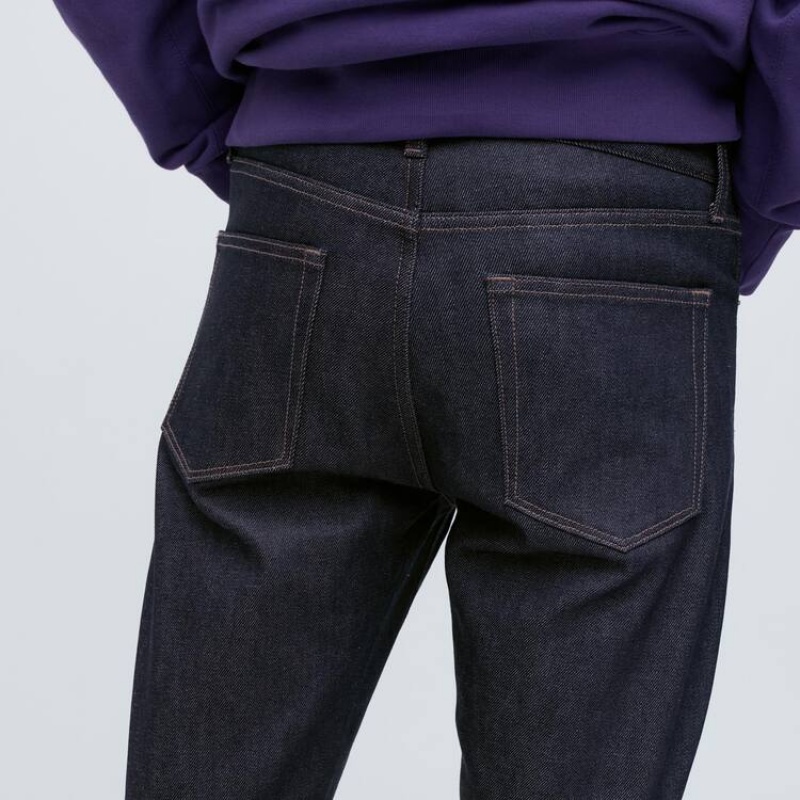 Men Uniqlo Stretch Selvedge Slim Fit Jeans Navy | 6085280