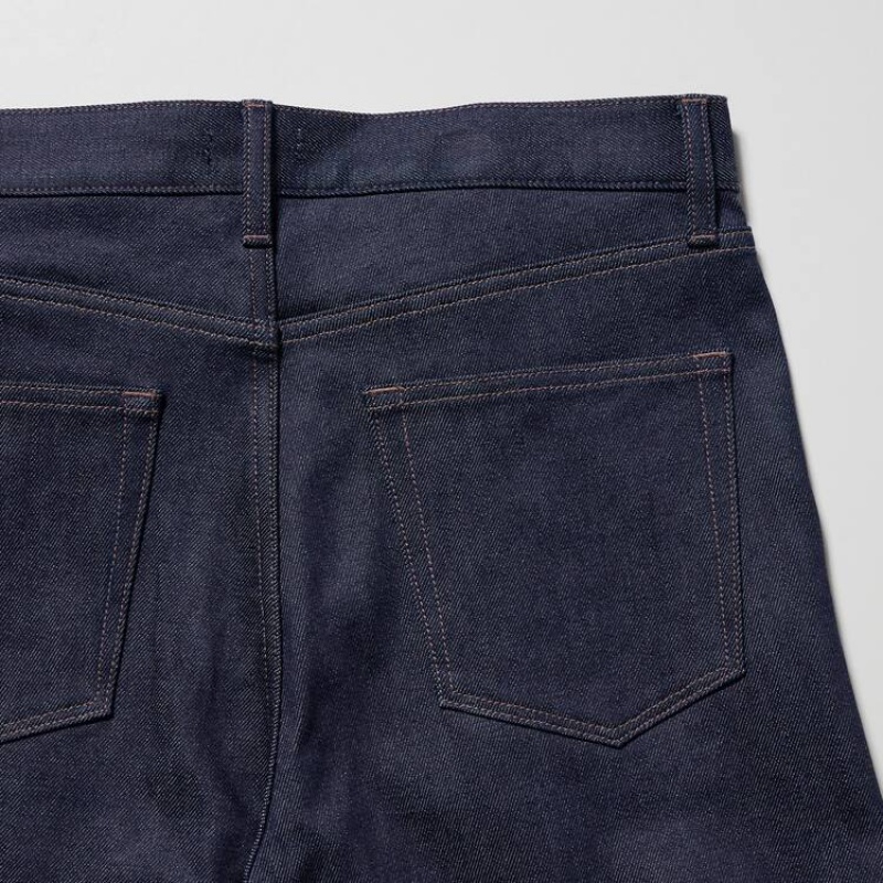 Men Uniqlo Stretch Selvedge Slim Fit Jeans Navy | 6085280