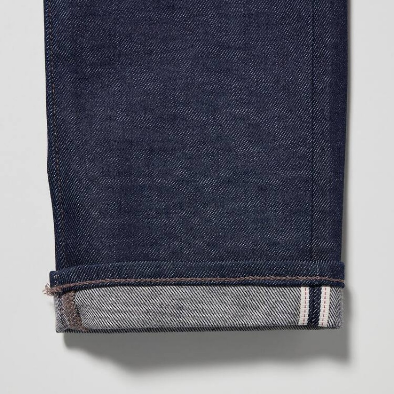 Men Uniqlo Stretch Selvedge Slim Fit Jeans Navy | 6085280