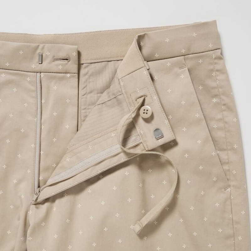 Men Uniqlo Stretch Slim Fit Shorts Beige | 9986543