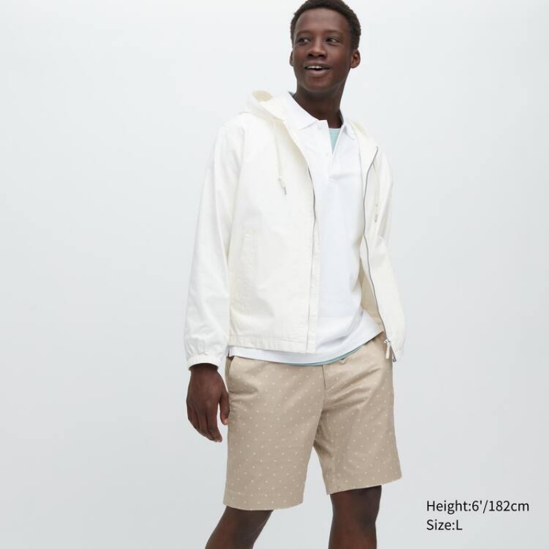 Men Uniqlo Stretch Slim Fit Shorts Beige | 9986543