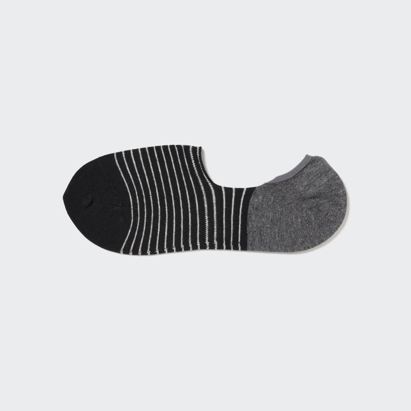 Men Uniqlo Striped Low Cut Socks Black | 4509548
