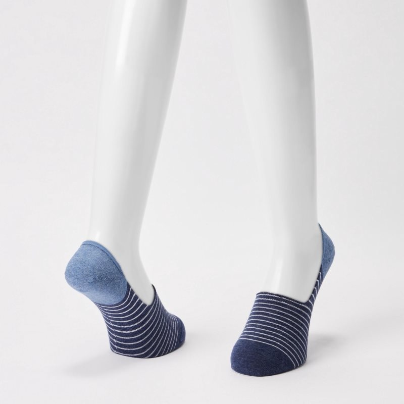 Men Uniqlo Striped Low Cut Socks Blue | 336164