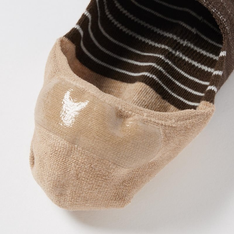 Men Uniqlo Striped Low Cut Socks Brown | 4629133