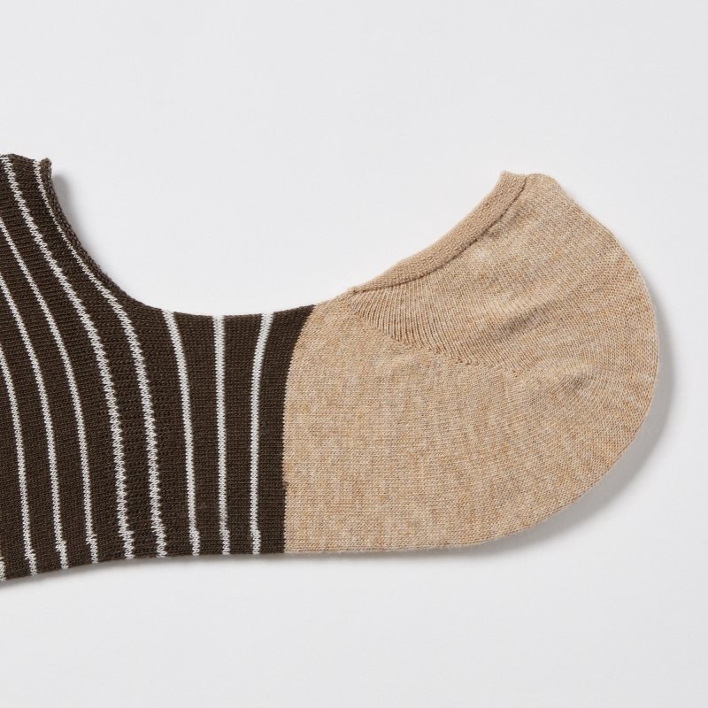 Men Uniqlo Striped Low Cut Socks Brown | 4629133