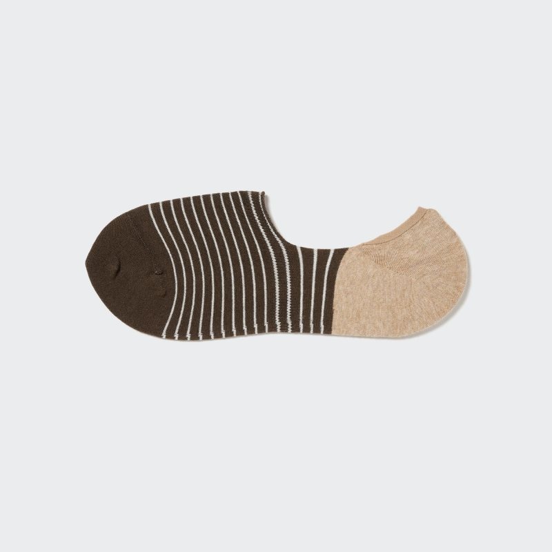 Men Uniqlo Striped Low Cut Socks Brown | 4629133