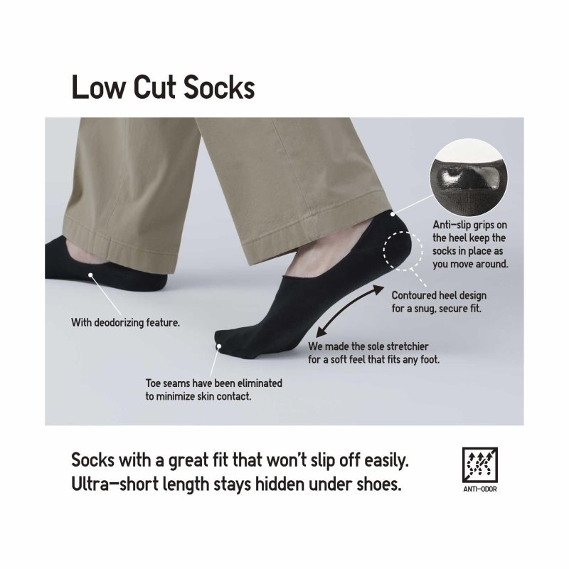 Men Uniqlo Striped Low Cut Socks White | 7452702