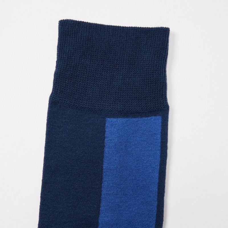 Men Uniqlo Striped Socks Blue | 4346210