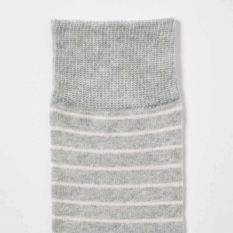 Men Uniqlo Striped Socks Grey | 4349721