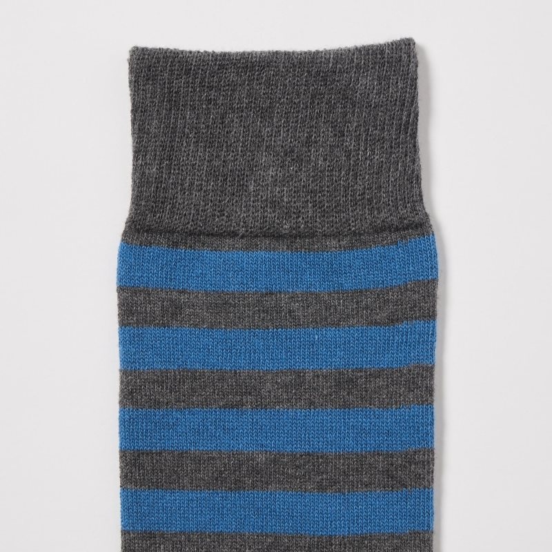 Men Uniqlo Striped Socks Grey | 481044