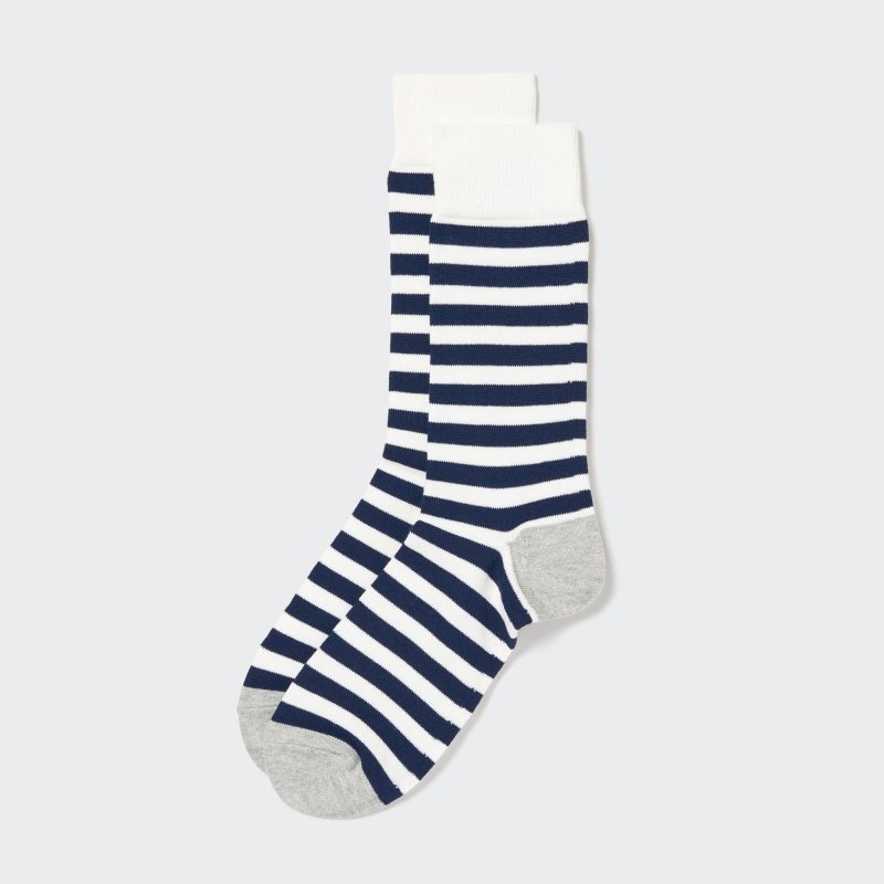 Men Uniqlo Striped Socks White | 5161818