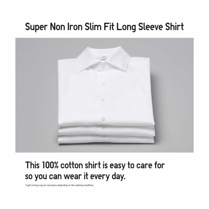 Men Uniqlo Super Non-iron Slim-fit Long-sleeve Semi-wide Collar Shirts Black | 1127493