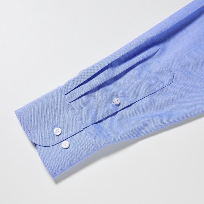 Men Uniqlo Super Non-iron Slim-fit Long-sleeve Button Down Collar Shirts Blue | 7611325