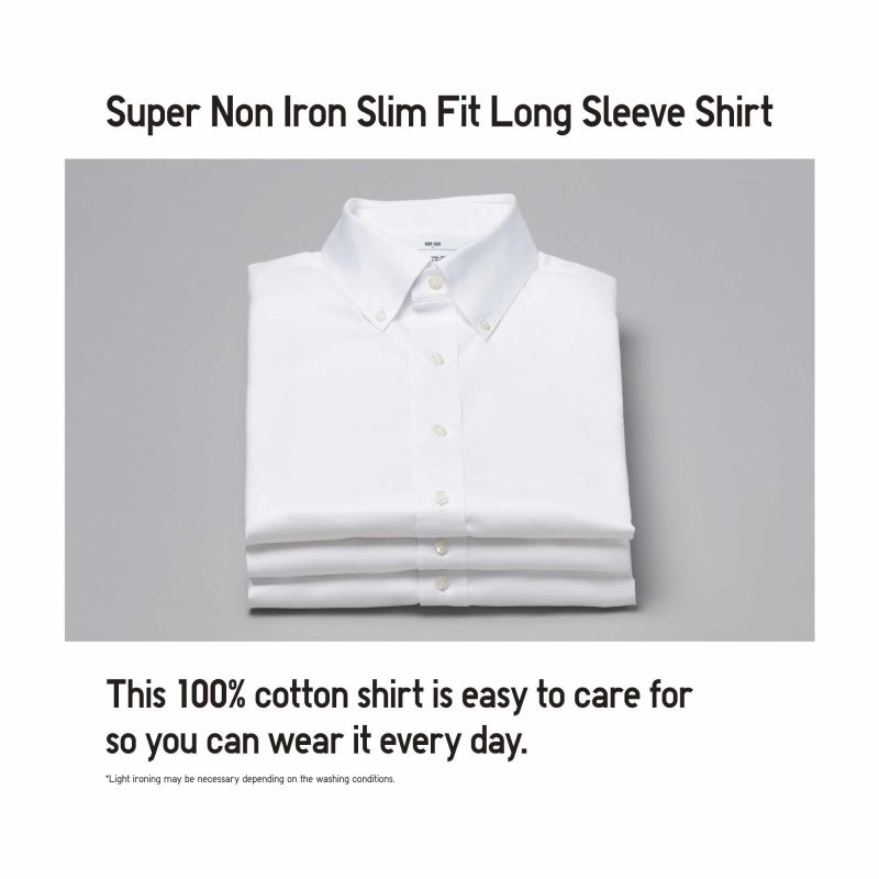 Men Uniqlo Super Non-iron Slim-fit Long-sleeve Button Down Collar Shirts Blue | 7611325