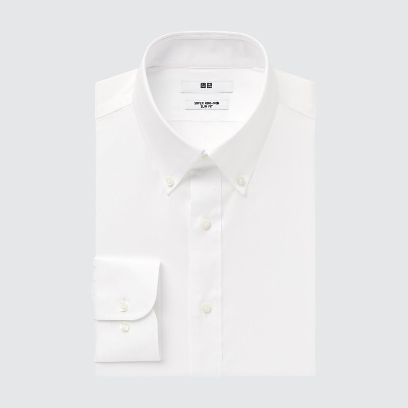 Men Uniqlo Super Non-iron Slim-fit Long-sleeve Button Down Collar Shirts White | 5621906