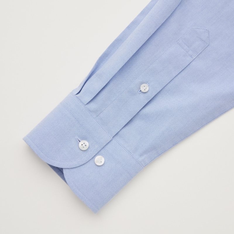 Men Uniqlo Super Non-iron Slim-fit Long-sleeve Semi-wide Collar Shirts Blue | 6878527