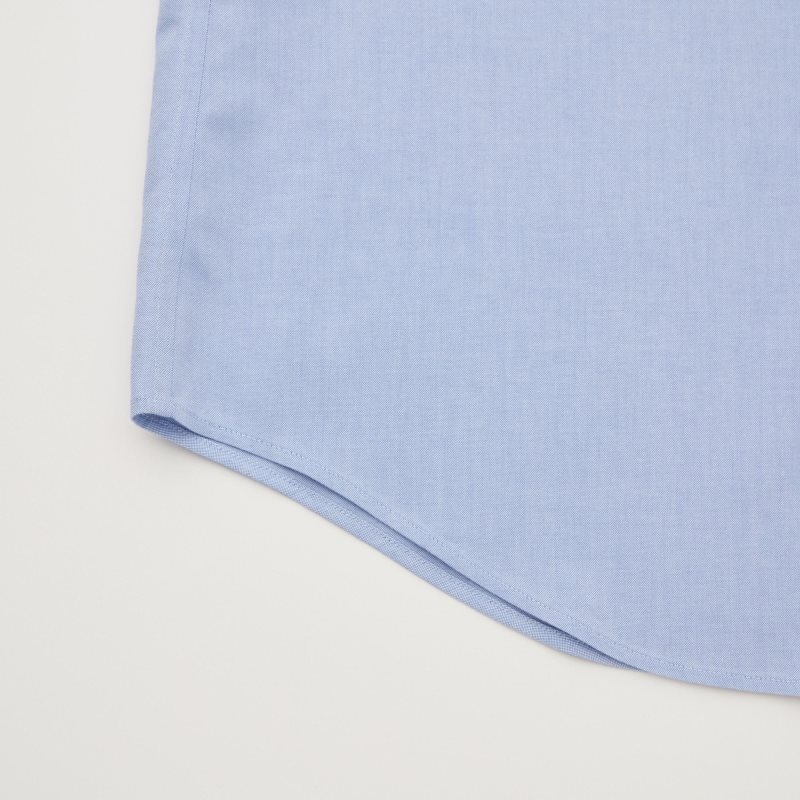 Men Uniqlo Super Non-iron Slim-fit Long-sleeve Semi-wide Collar Shirts Blue | 6878527