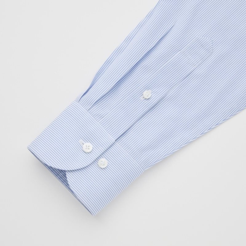 Men Uniqlo Super Non-iron Striped Slim-fit Long-sleeve Shirts Blue | 1189847