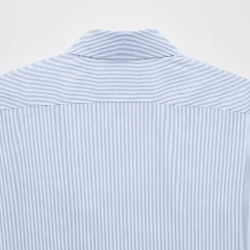 Men Uniqlo Super Non-iron Striped Slim-fit Long-sleeve Shirts Blue | 1189847